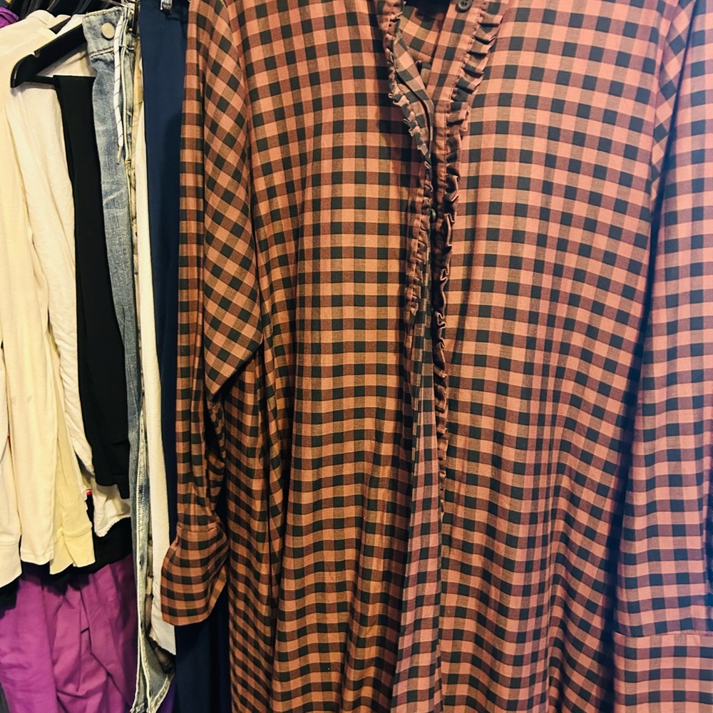 COS Rust and Black Gingham Button-Down Dress - Picture 2 of 3